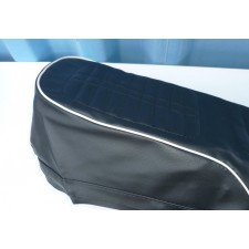 SEAT COVER - JAWA 350/634 - BLACK WITH WHITE LINE (BLACK QUILTED)